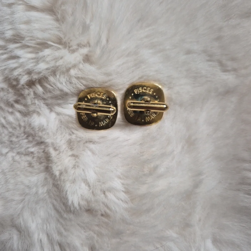 Vintage Swank Pisces Cufflinks Gold Tone Astrology Swanky Cool Dress Formal ✨️💫